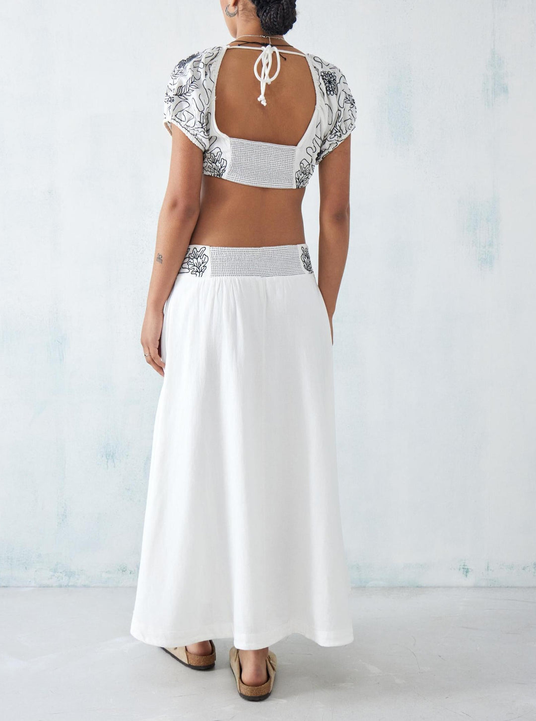 Free People Lotus Cotton Embroidered Crop Top & Skirt Set
