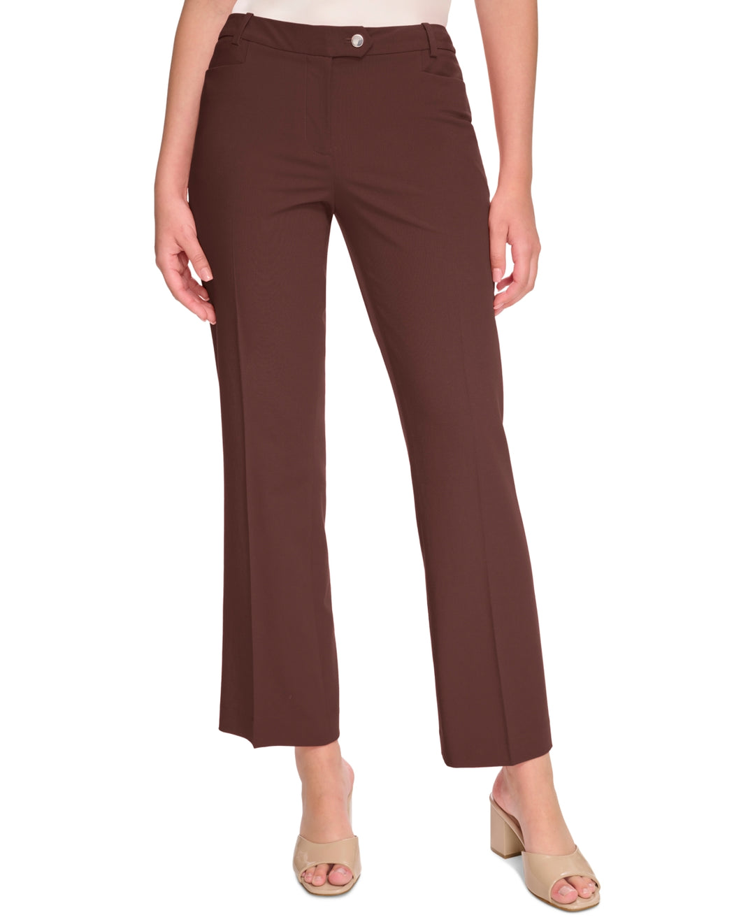 Calvin Klein Petite Mid-Rise Straight-Leg Pants