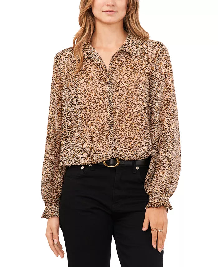 VINCE CAMUTO Animal Print Blouson Sleeve Blouse