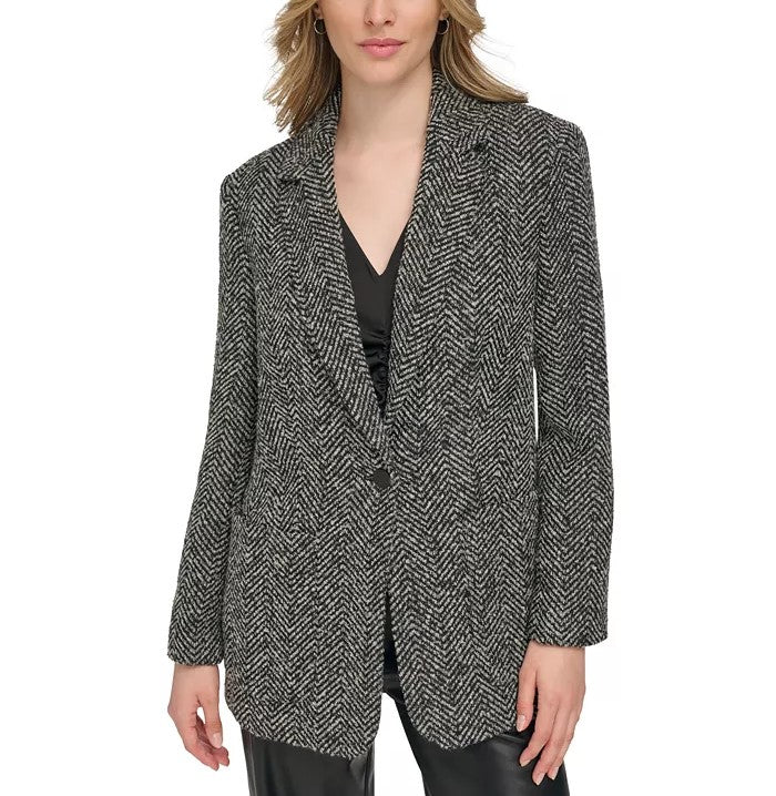 Calvin Klein Boucle One-Button Blazer