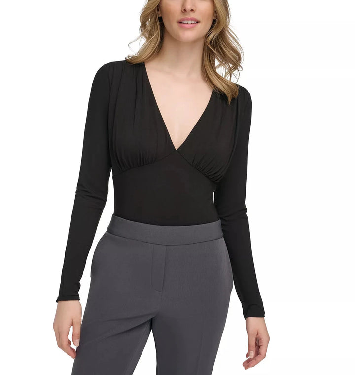 Calvin Klein Long-Sleeve Plunge-Neck Bodysuit