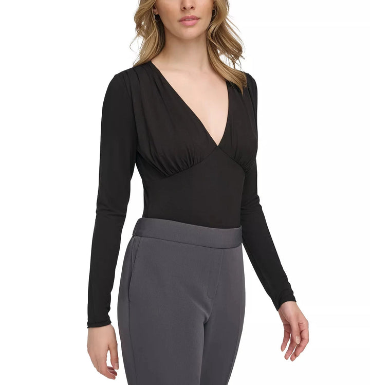 Calvin Klein Long-Sleeve Plunge-Neck Bodysuit