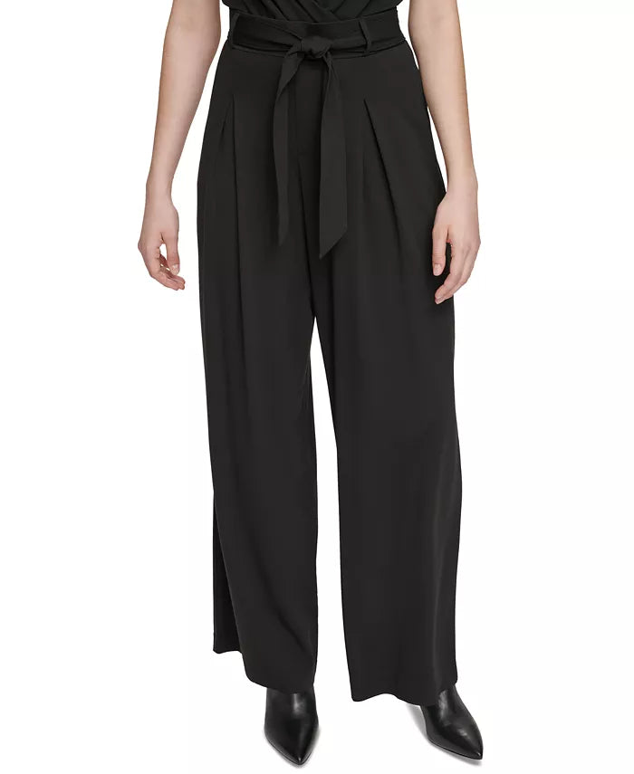 Calvin Klein Belted Pleated-Front Pants