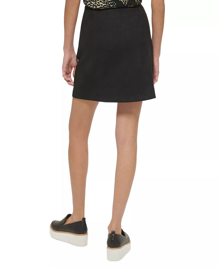 DKNY Zip-Front Faux-Leather-Trim Mini Skirt