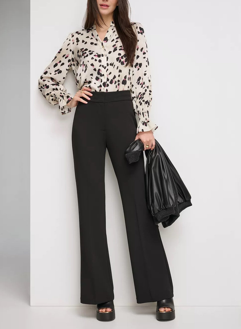 DKNY Split-Neck Printed Top