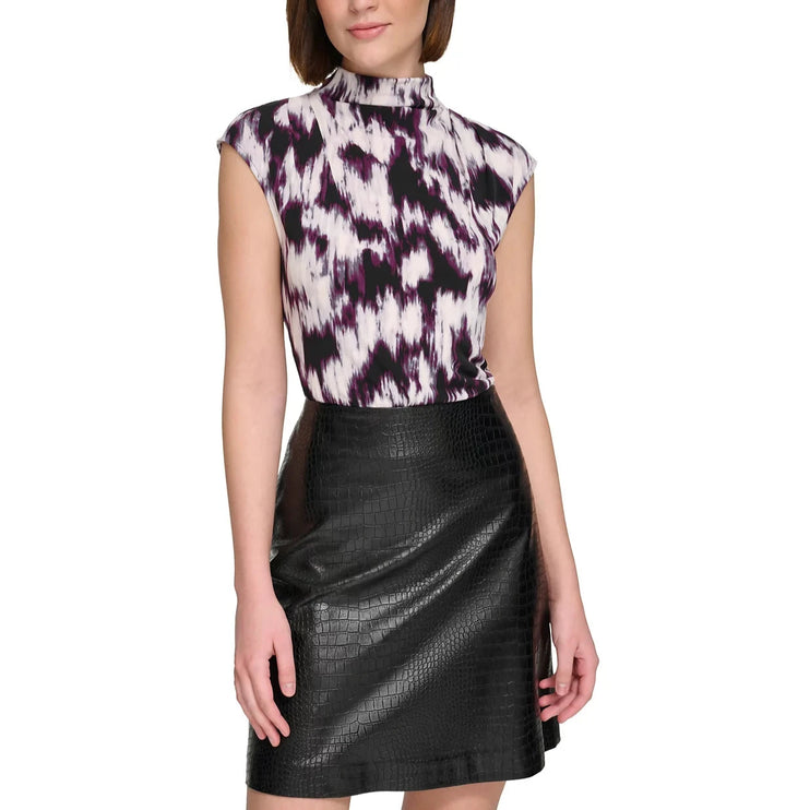 Calvin Klein Cap-Sleeve Mock-Neck Top