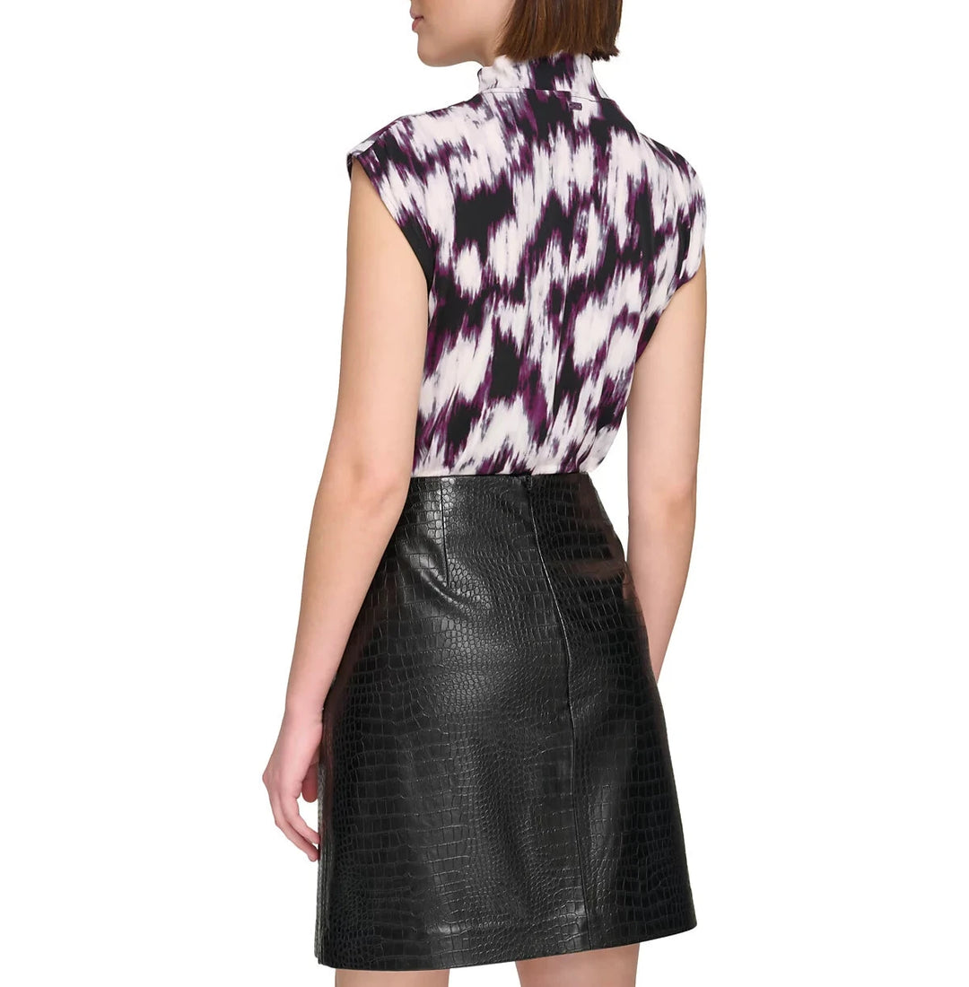 Calvin Klein Cap-Sleeve Mock-Neck Top