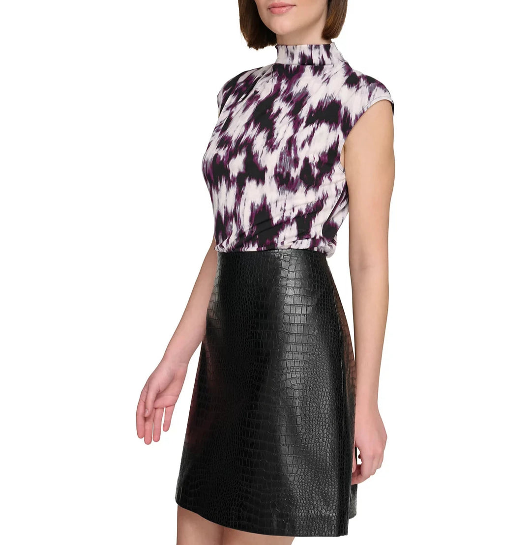 Calvin Klein Cap-Sleeve Mock-Neck Top