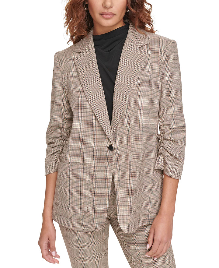 Calvin Klein Ruched 3/4-Sleeve Blazer