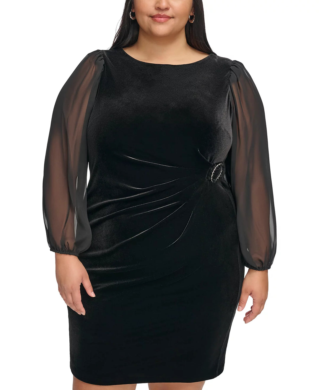 jessica howard plus size cocktail dresses Jessica Howard Plus Size 3/4-Sleeve V-Neck Dress - Black
