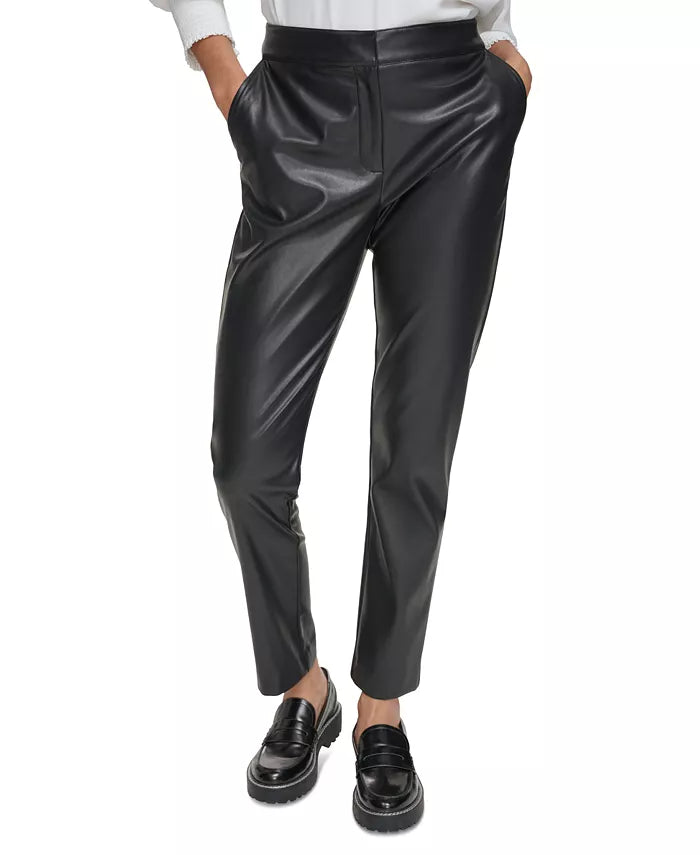 Calvin Klein Faux-Leather Ankle Pants