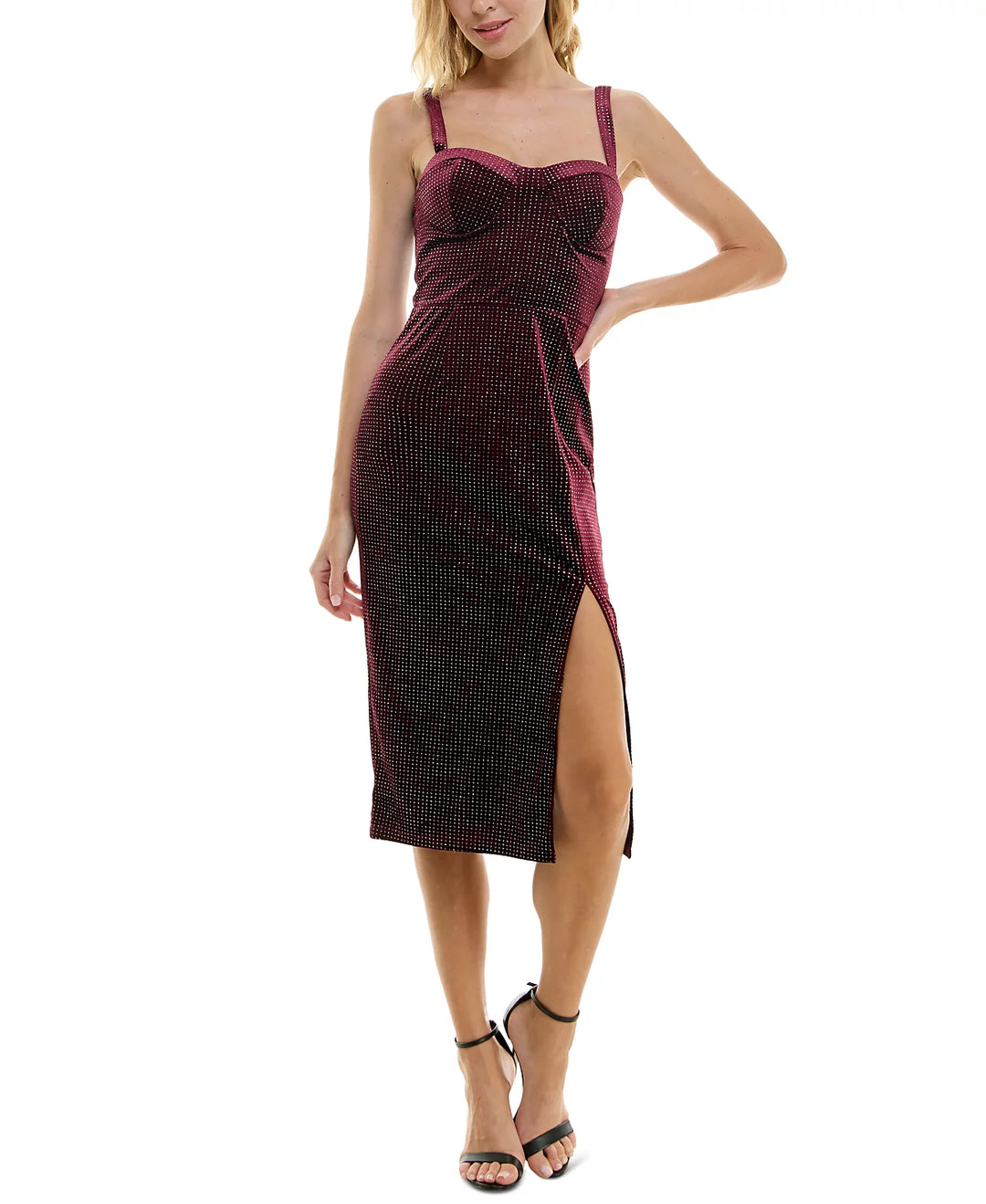 Trixxi Embellished Velvet Midi Dress