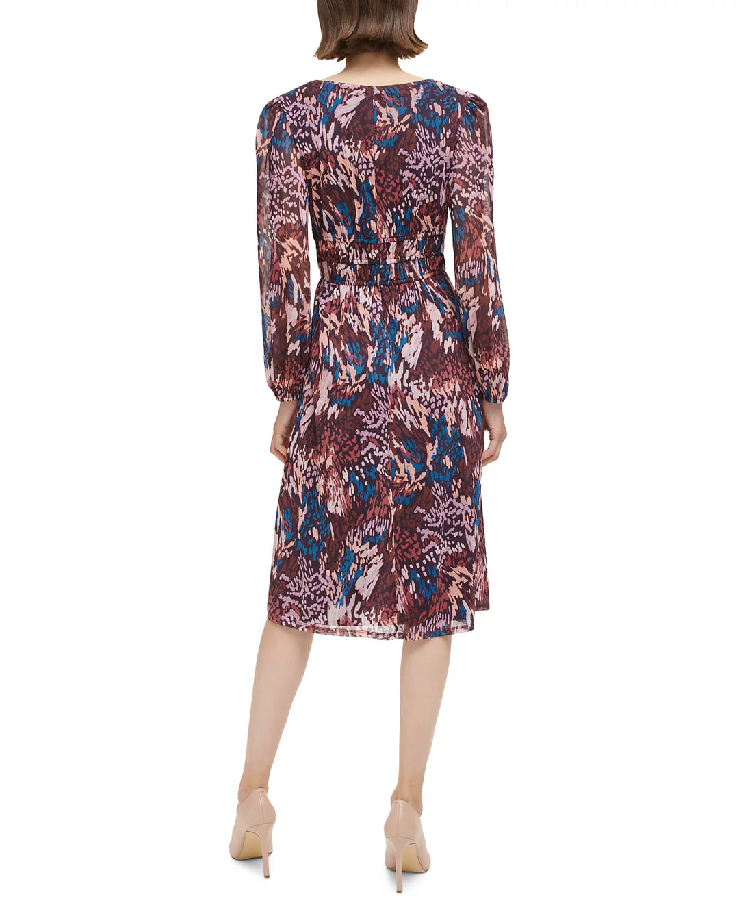 Jessica Howard Long-Sleeve Ruched-Waist Midi Dress
