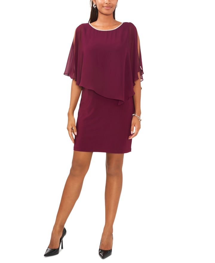 MSK Rhinestone-Trim Chiffon Popover Dress
