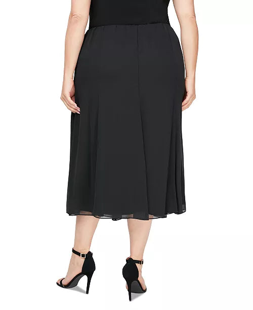 Alex Evenings Chiffon Pleated a-Line Midi Skirt