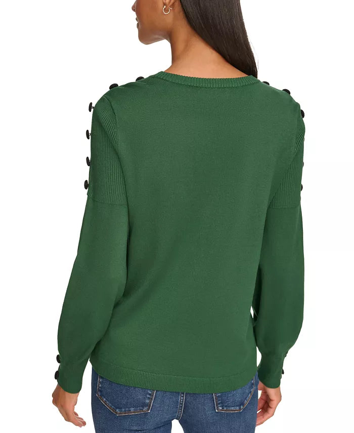 KARL LAGERFELD PARIS Button-Sleeve Sweater