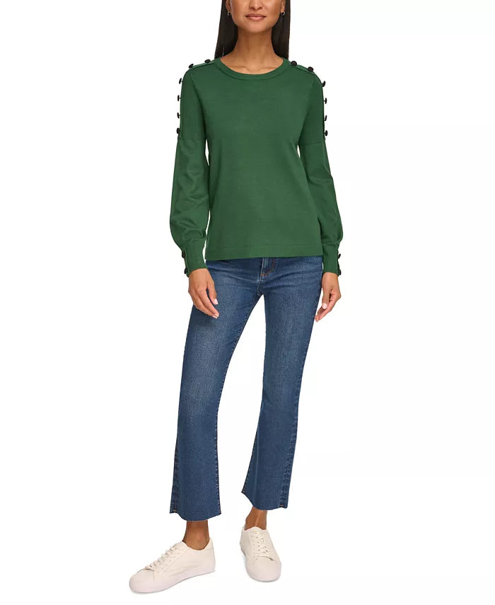 KARL LAGERFELD PARIS Button-Sleeve Sweater