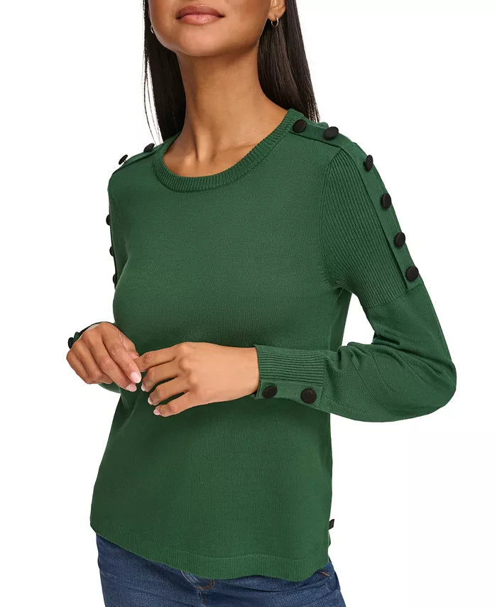 KARL LAGERFELD PARIS Button-Sleeve Sweater