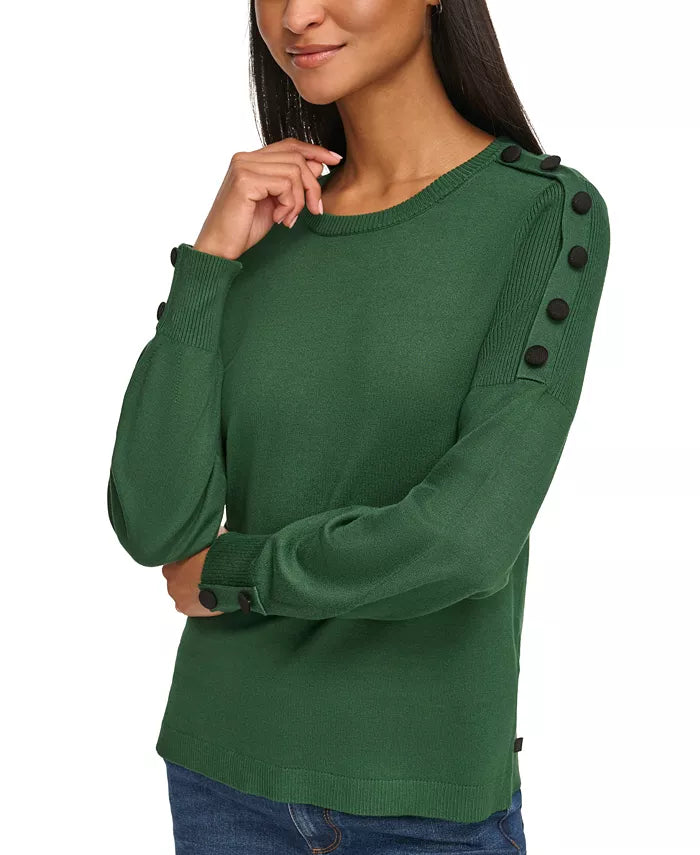 KARL LAGERFELD PARIS Button-Sleeve Sweater