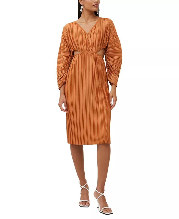 French Connection Regi Pleated Cutout Midi Dress