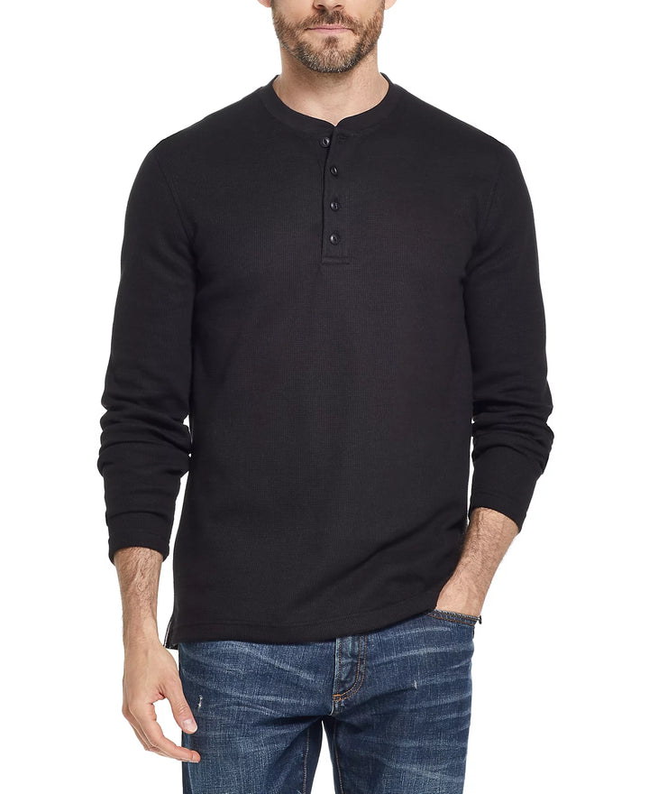 Weatherproof Vintage MEN Long Sleeved Waffle Henley T-shirt