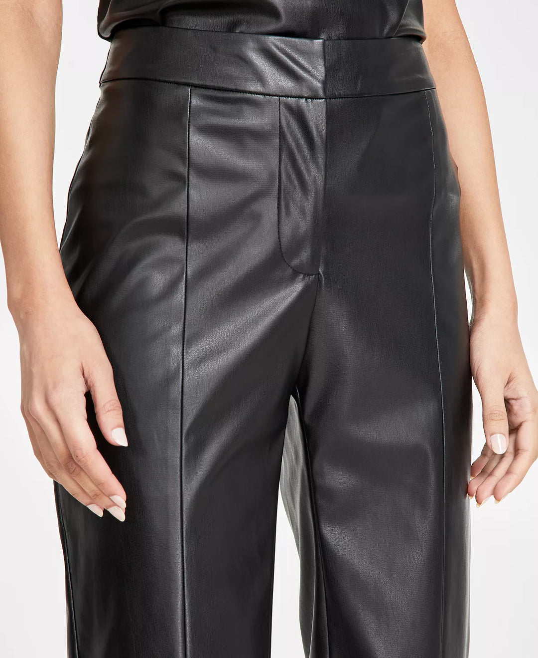 DKNY Faux-Leather Front-Seam Skinny Pants