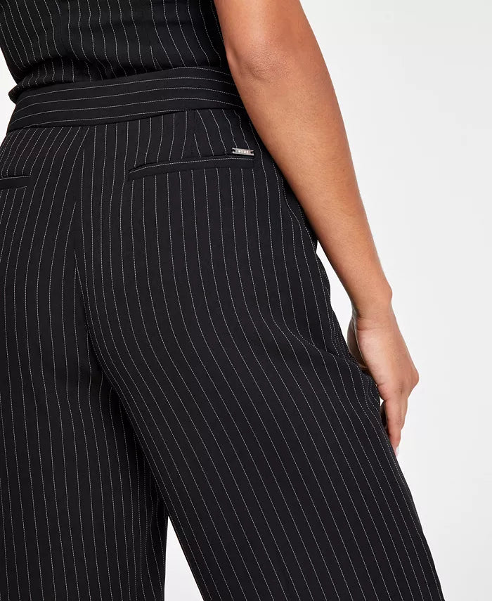DKNY High-Rise Wide-Leg Pinstripe Pants