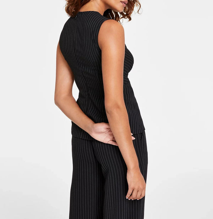 DKNY Pinstripe Sleeveless Twist-Front Top