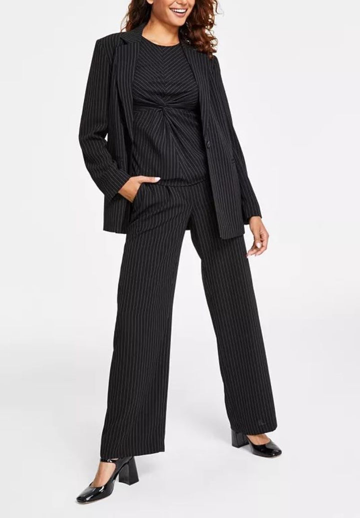 DKNY Pinstripe Notched-Collar One-Button Blazer