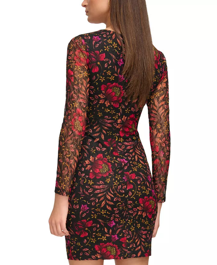 Guess Women's Floral-Print Long-Sleeve Mini Dress DGFOutlet Guess Women's Floral-Print Long-Sleeve Mini Dress DGFOutlet
