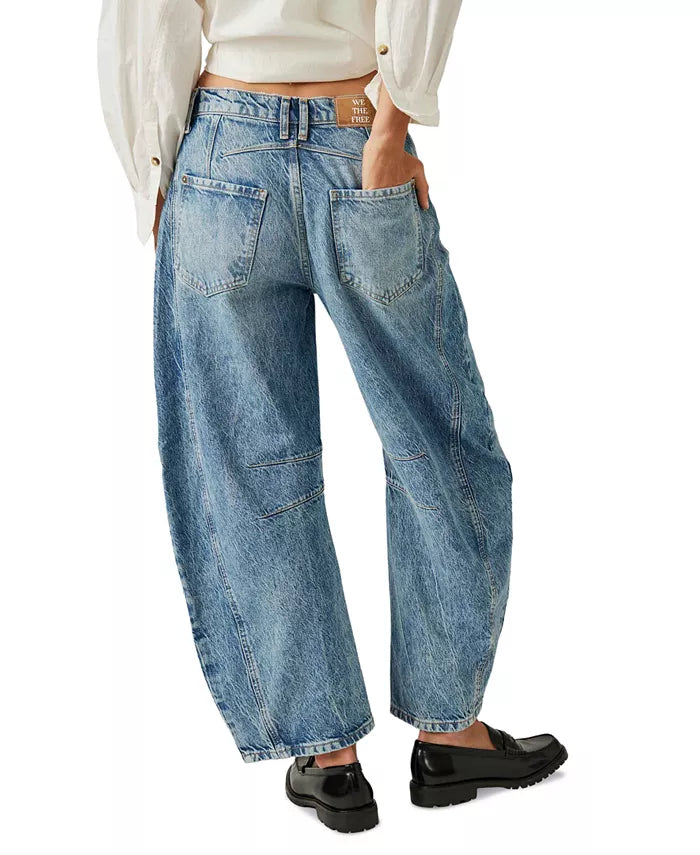Free People Lucky You Mid-Rise Barrel Jeans