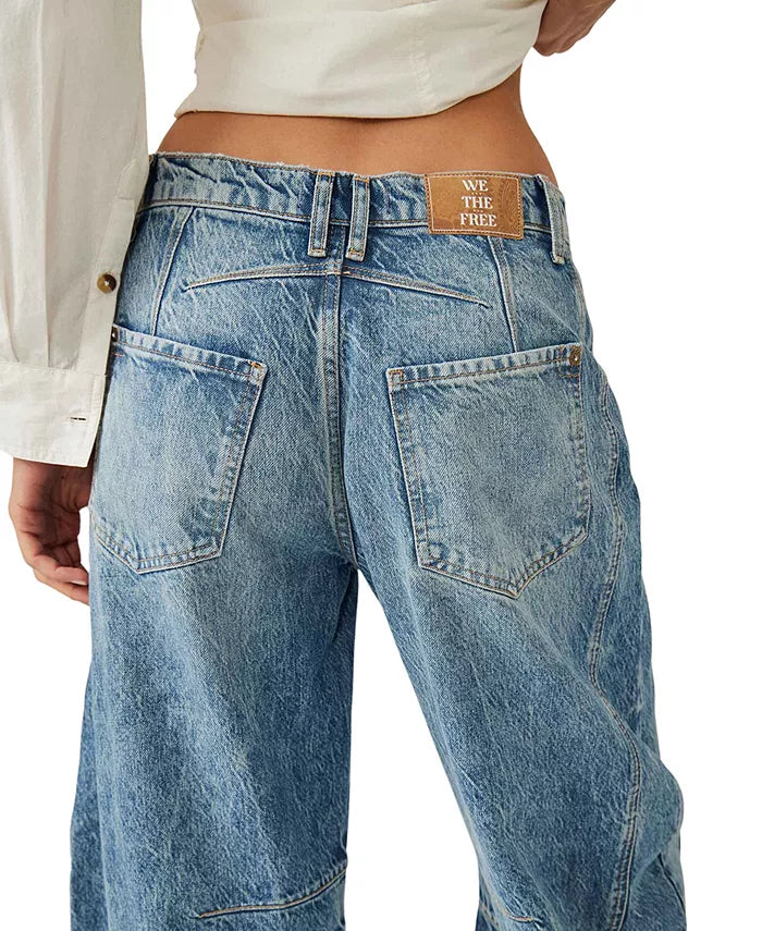 Free People Lucky You Mid-Rise Barrel Jeans