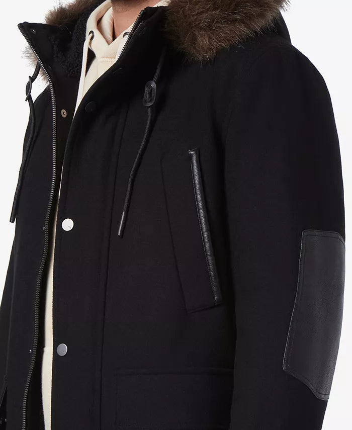 Marc New York Men's Dawson Hooded Parka with Faux-Leather & Faux-Fur Trim