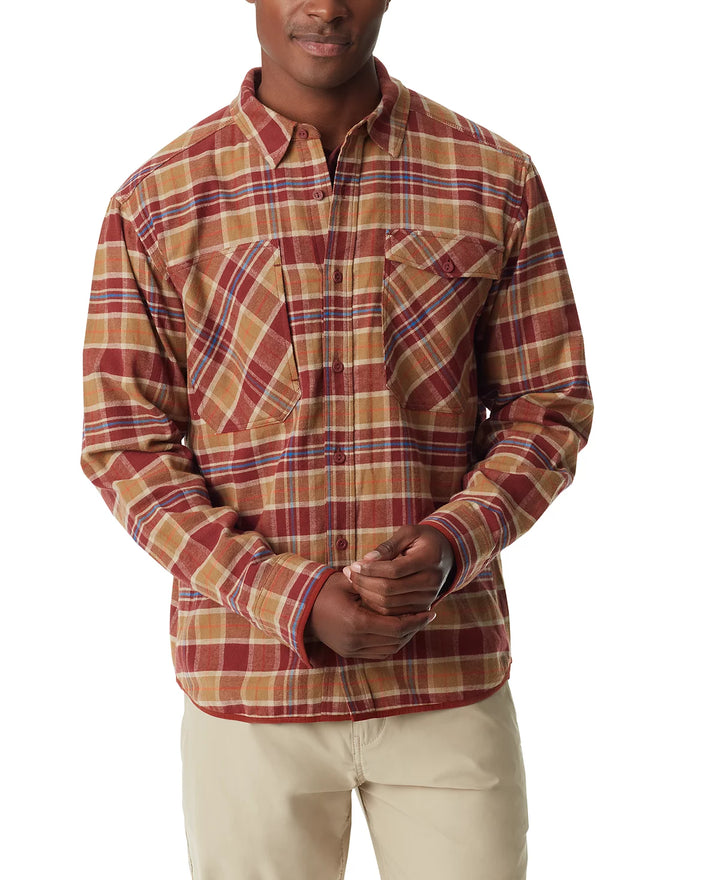 BASS OUTDOOR MEN Stretch Flannel Button-Front Long Sleeve Shirt