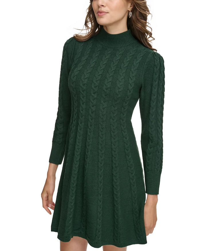 Jessica Howard Petite Mock Neck Cable-Knit Sweater Dress