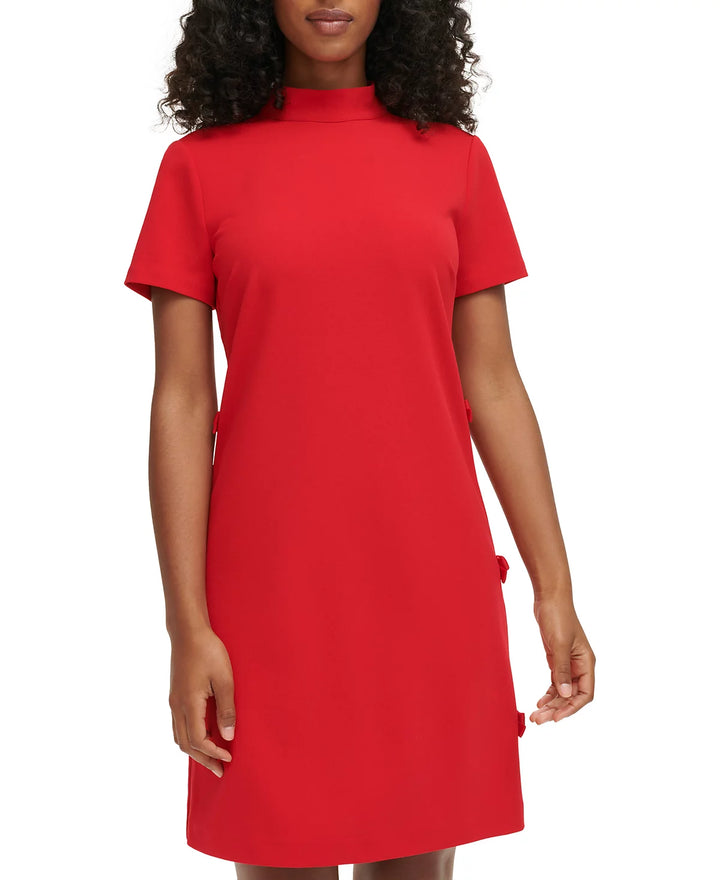 KARL LAGERFELD PARIS Scuba Crepe Short Sleeve Sheath Dress