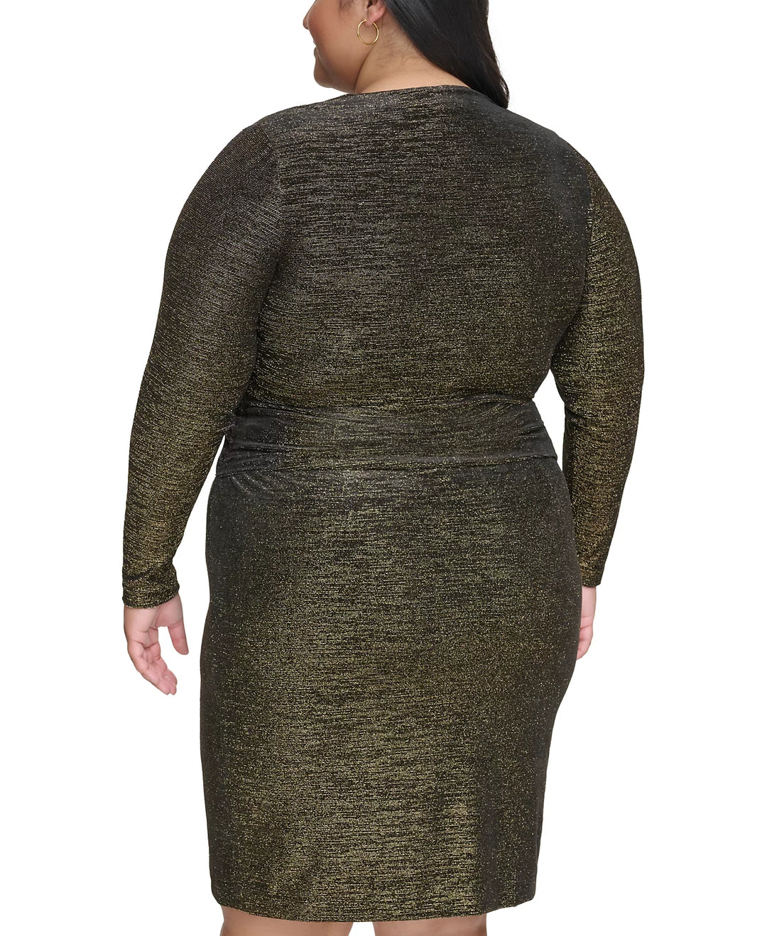 Calvin Klein Plus Size Metallic V-Neck Side-Twist Dress