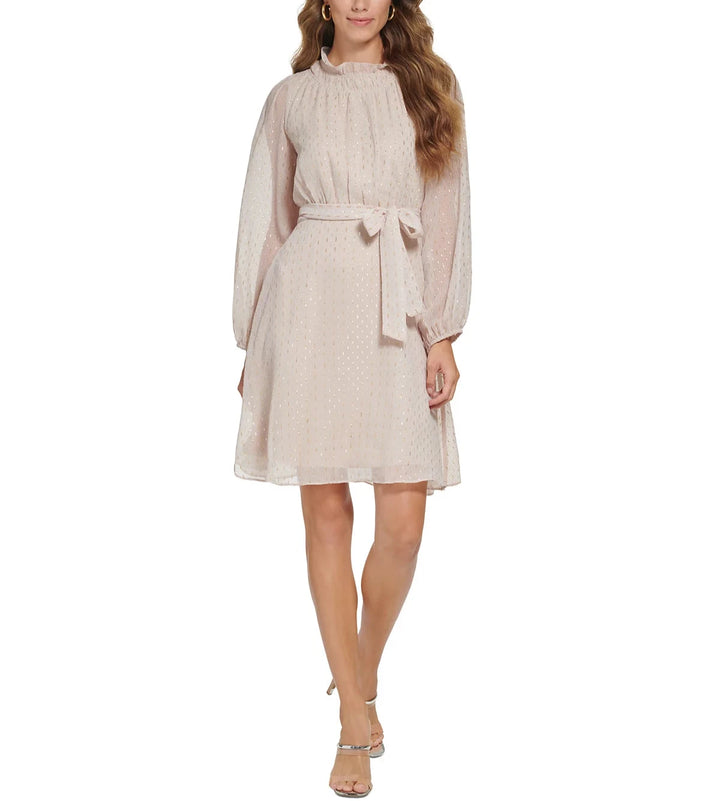 DKNY Balloon-Sleeve Belted A-Line Dress