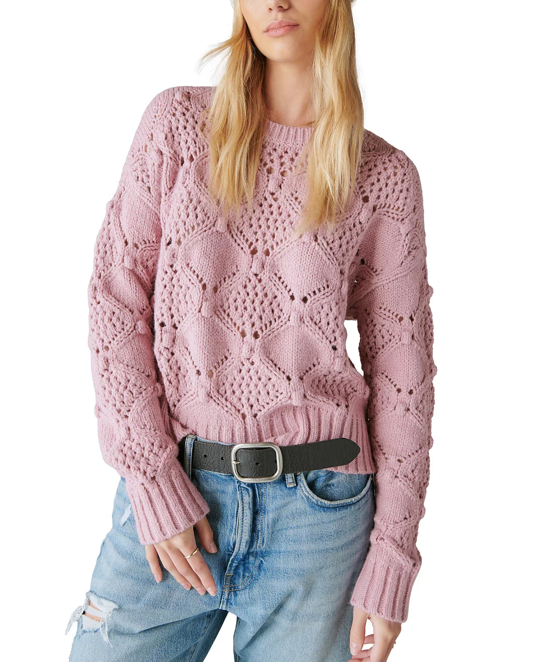 Lucky Brand Open-Stitch Pullover Sweater