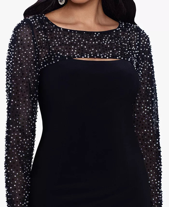 Betsy & Adam Embellished Cutout Gown