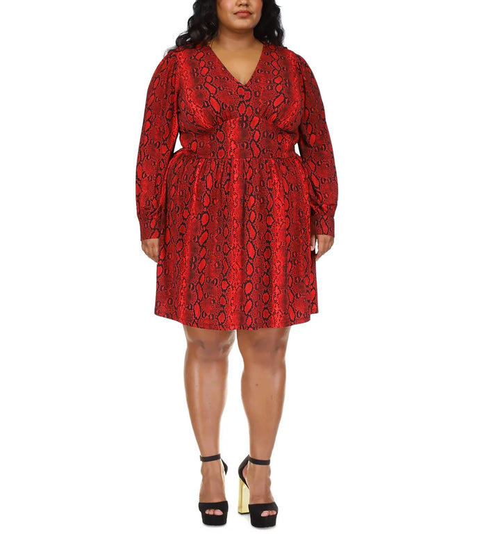 MICHAEL MICHAEL KORS Plus Size Snakeskin-Print Mini Dress