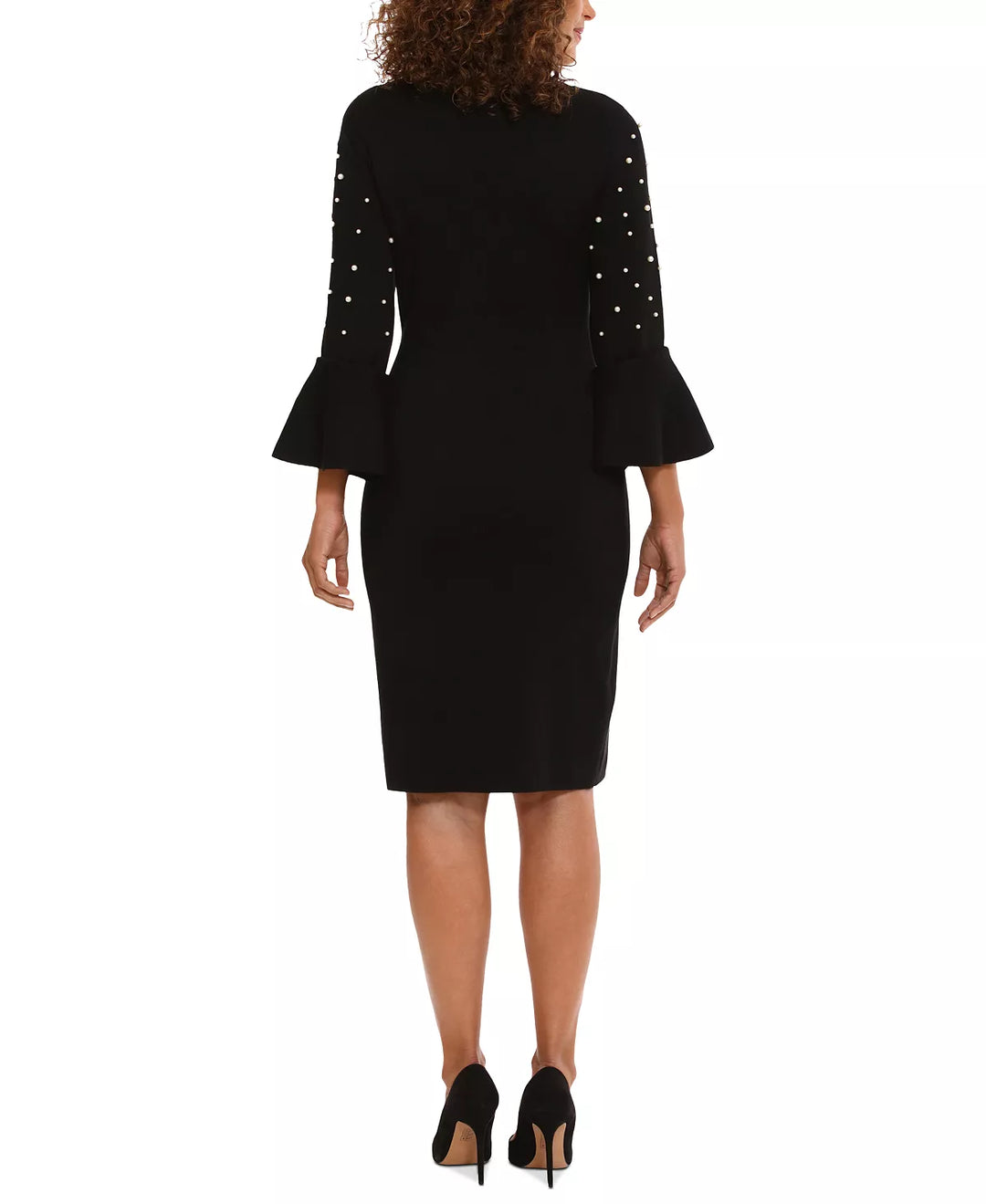London Times Crewneck Flared-Sleeve Sheath Dress