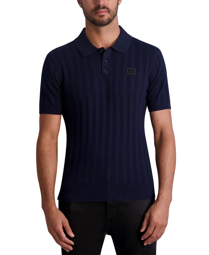 KARL LAGERFELD PARIS MEN Ribbed Knit Polo Shirt