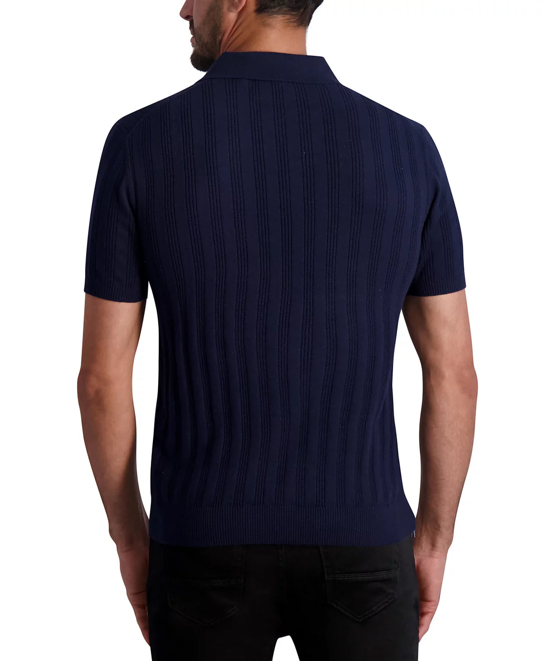 KARL LAGERFELD PARIS MEN Ribbed Knit Polo Shirt