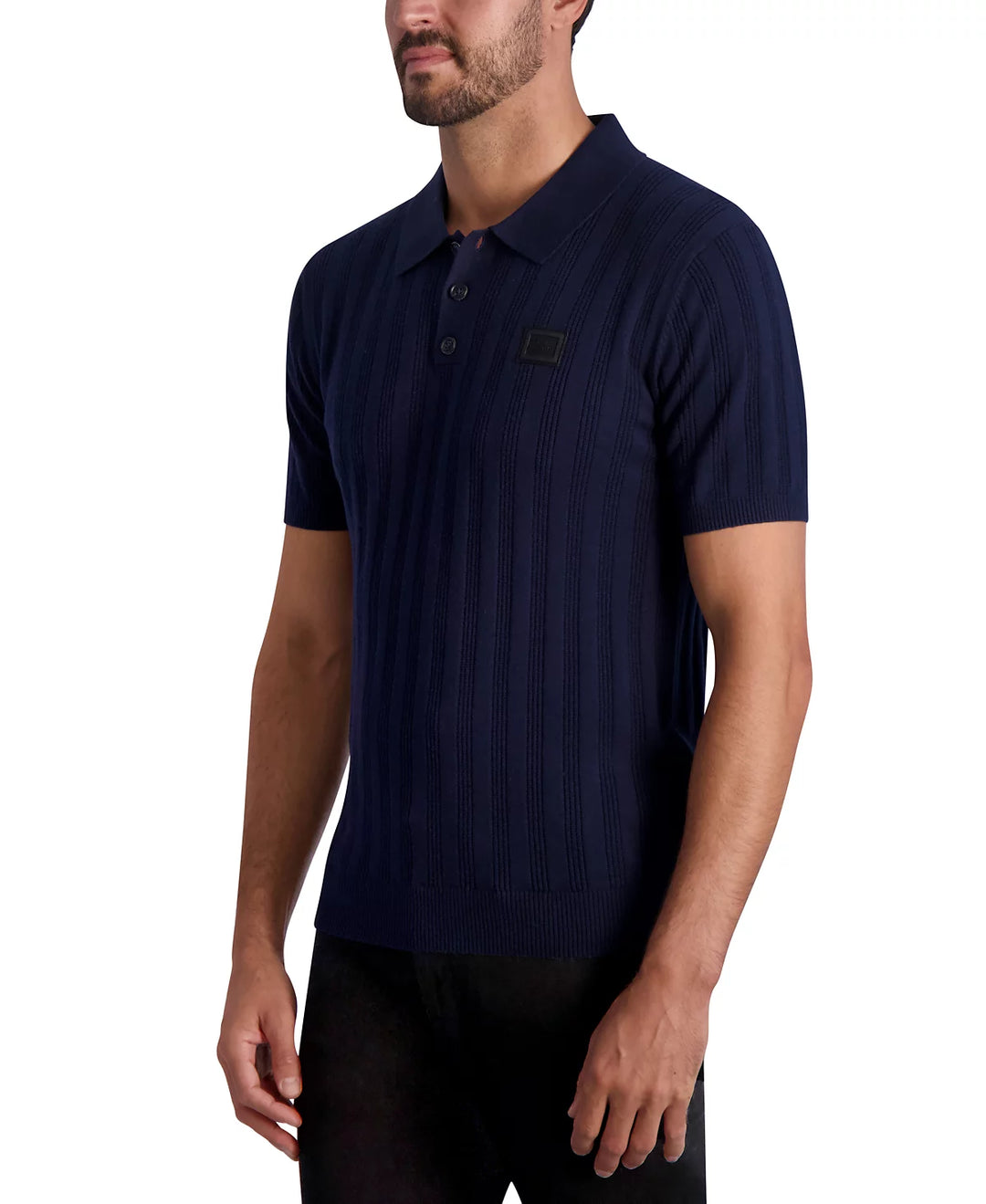 KARL LAGERFELD PARIS MEN Ribbed Knit Polo Shirt