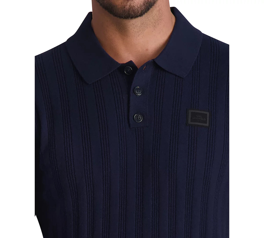 KARL LAGERFELD PARIS MEN Ribbed Knit Polo Shirt