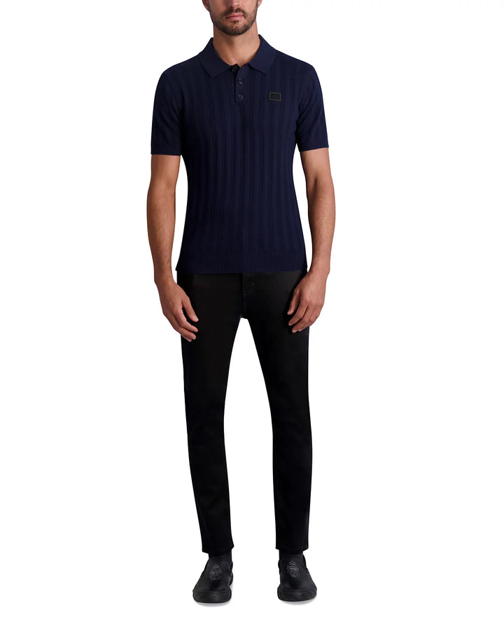 KARL LAGERFELD PARIS MEN Ribbed Knit Polo Shirt