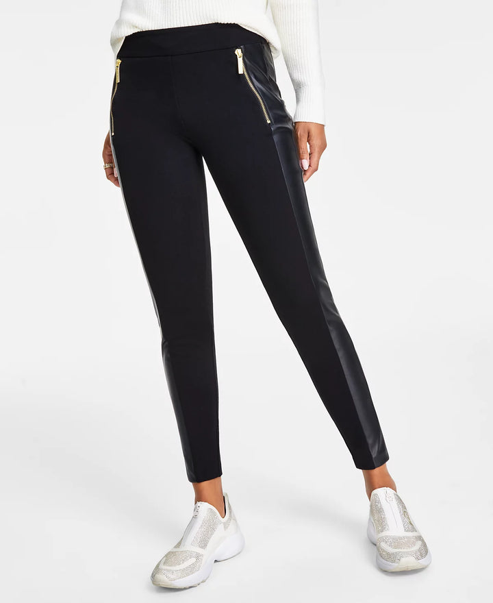 MICHAEL MICHAEL KORS Petite Mixed-Media Faux-Leather Leggings