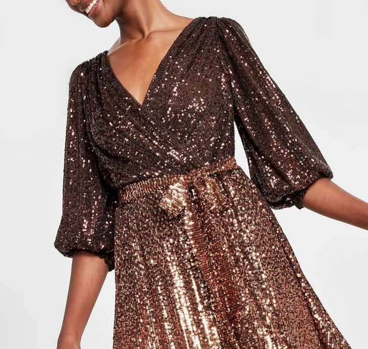 DKNY Ombre-Sequin Fit & Flare Wrap Dress – DGFOutlet