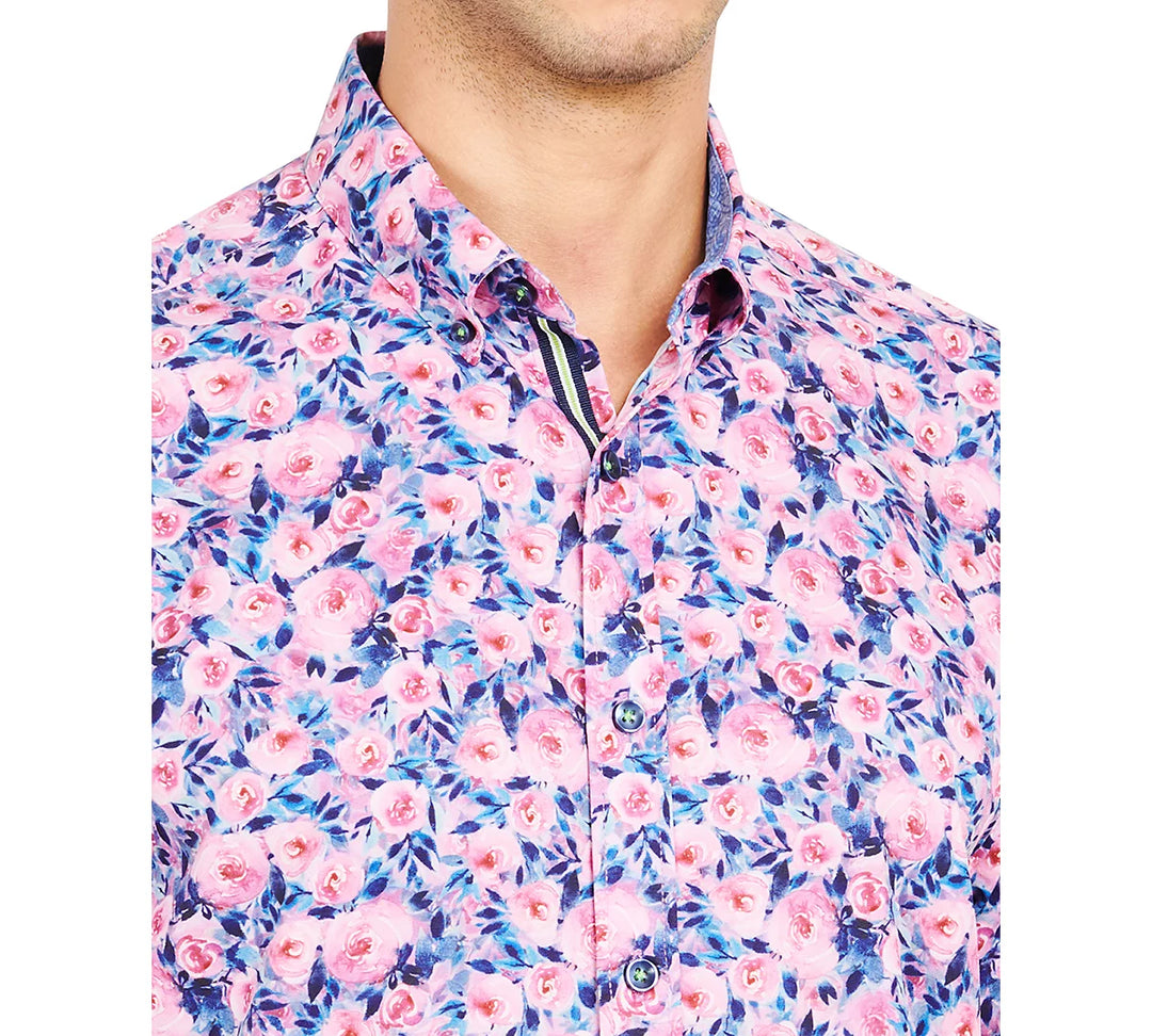 Society of Threads MEN Slim-Fit Performance Stretch Floral Print Button-Down Shirt